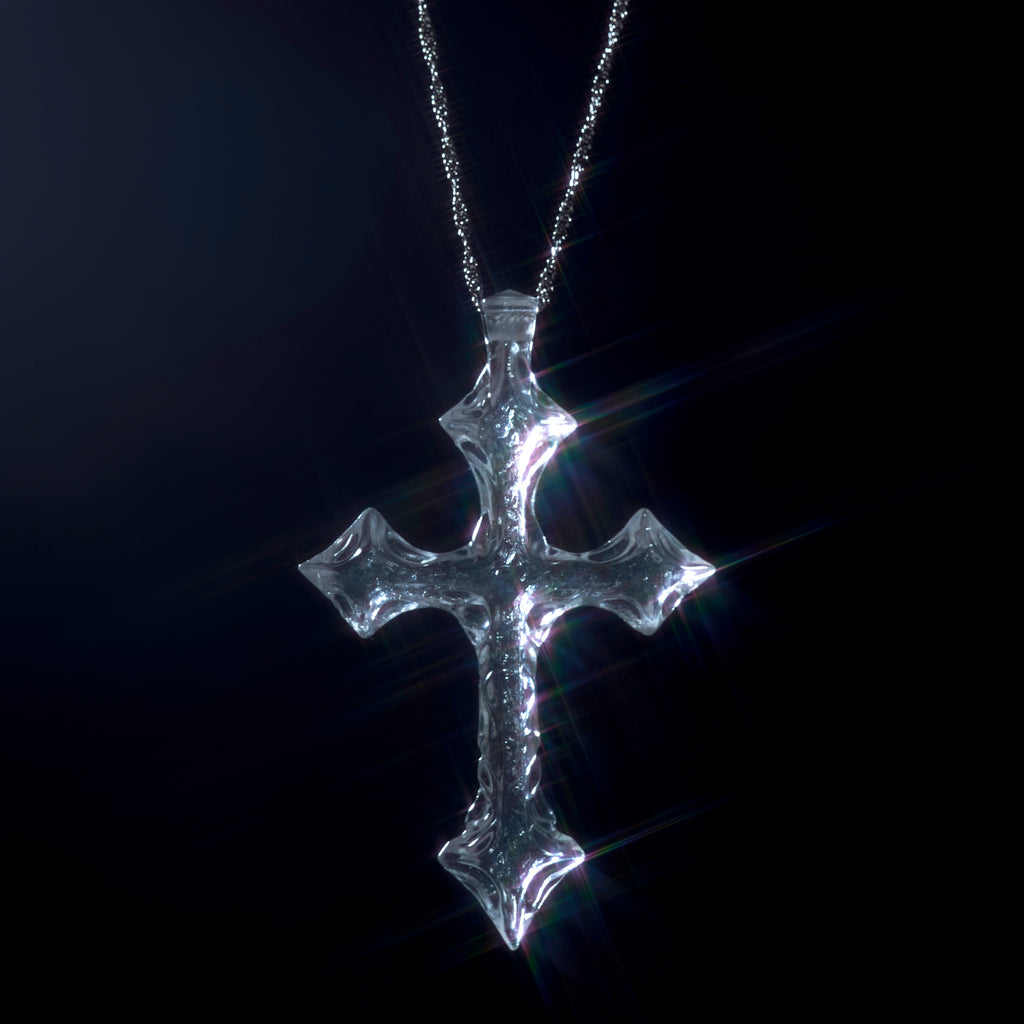 CLEAR CROSS NECKLACE